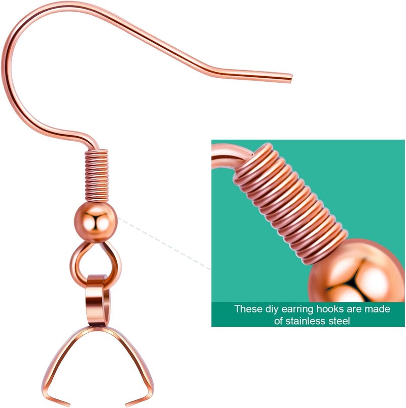 MENKEY Earring Hooks 50PCS/25Pairs, Stainless Steel Rose Gold Ear Wires Fish Hooks, Hypo-allergenic Jewelry Findings Parts for DIY Jewelry Making - Image 4